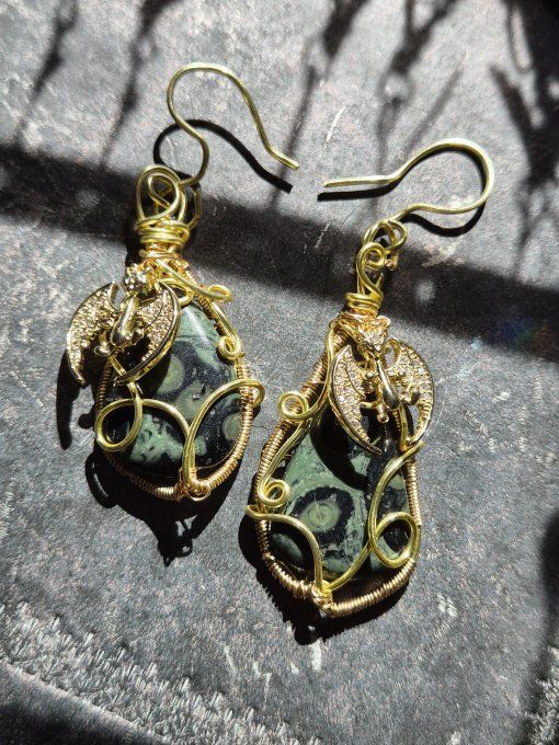 Boucle jaspe kambaba lune d'or
