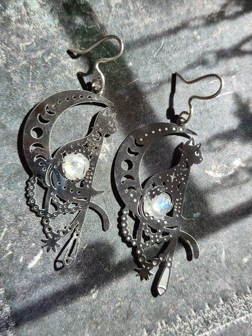 Pierre de lune ✨ Péristerite ✨ Boucle d'oreille.