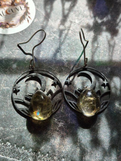 Boucles D’Oreilles Citrine ✨ Pierre De L’abondance et joie