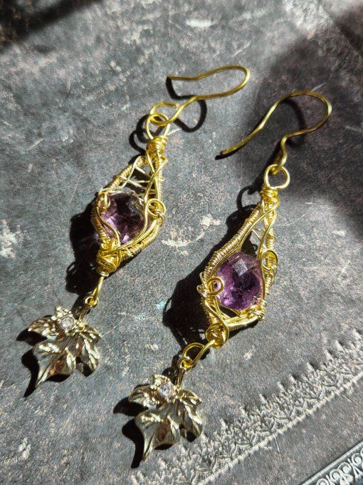 Boucles d’oreille amethyste Or facette.
