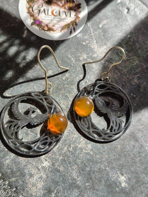  Boucles d'oreilles Cornaline - Phénix 