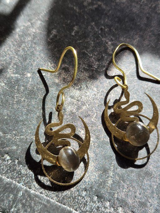 Boucle d'oreille  chrysoberyl Oeil de chat-Protection et peurs