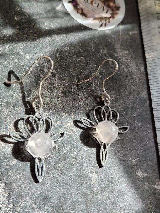 Boucle d'oreille - Quartz rose ,amour et douceur