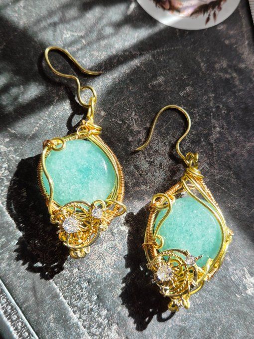 Boucle d'oreille Amazonite - Larmes d'Héra 
