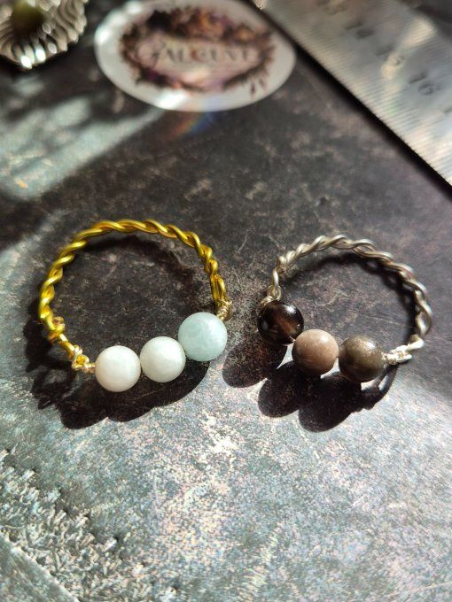 Bague Riviera 3 perles .