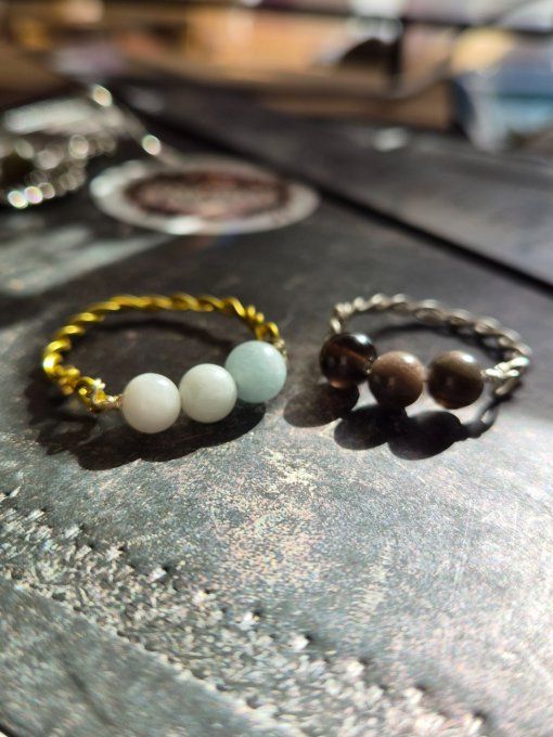 Bague Riviera 3 perles .