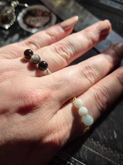 Bague Riviera 3 perles .