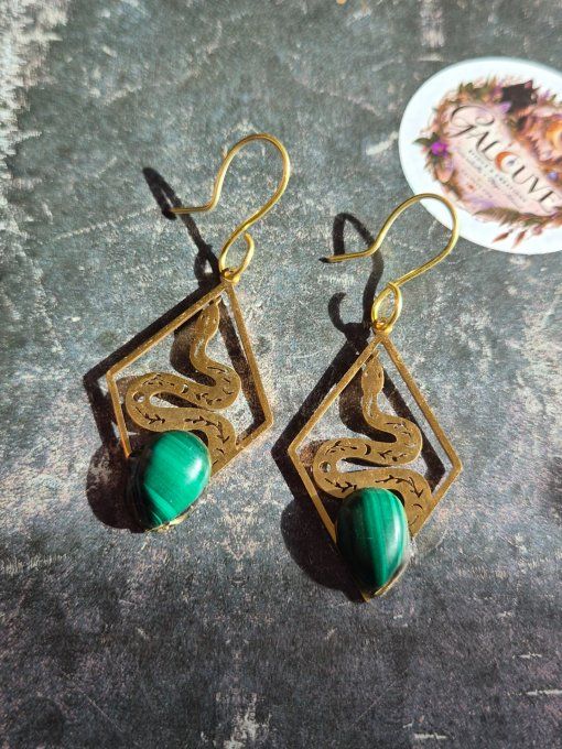 Boucle d'oreille Malachite –✨ Harmonie et Protection du Cœur