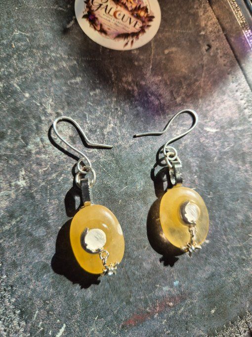 Boucle d’oreille Calcite jaune -Pierre de joie solaire 