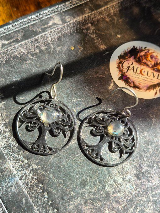 Boucle d’oreille labradorite