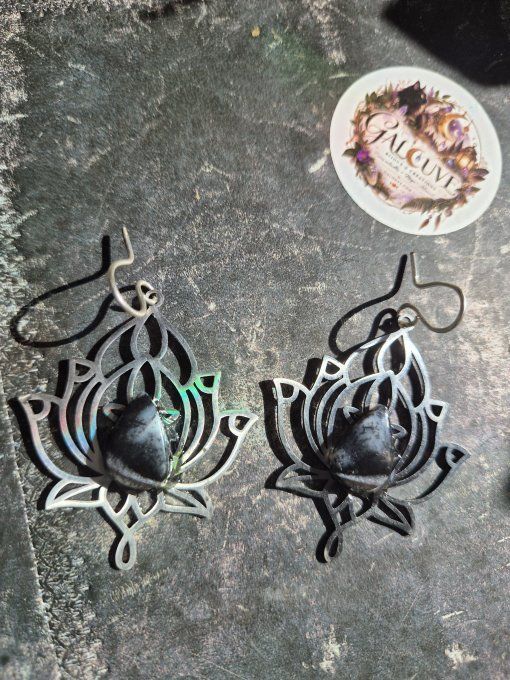 Boucle d’oreille Merlinite (✨Opale Dendritique) Pierre de Magie et d’Équilibre✨ 