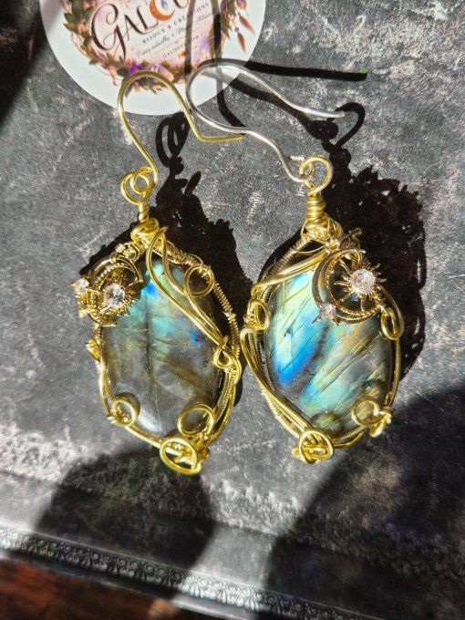 Boucles D’Oreille labradorite Lune 