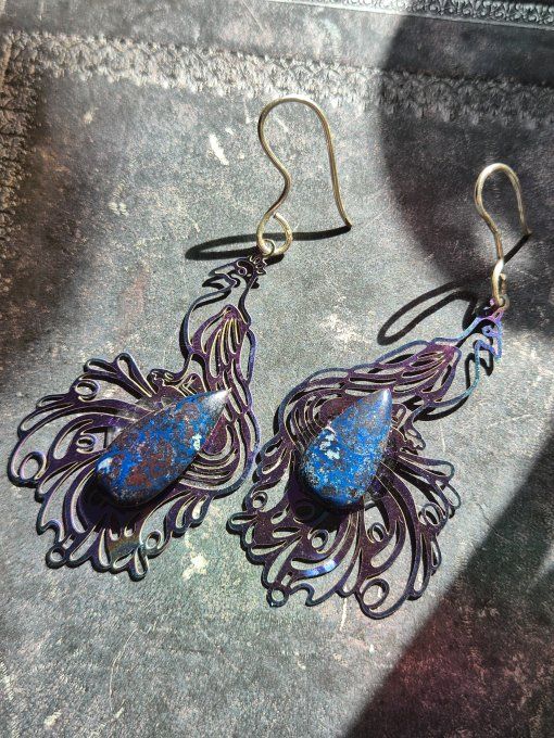 Boucles d’Oreilles Azurite – Clarté, Sérénité & Concentration