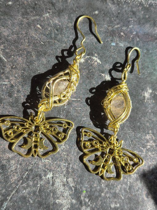 Boucles D’Oreilles Morganite -Papillon D’Etoile