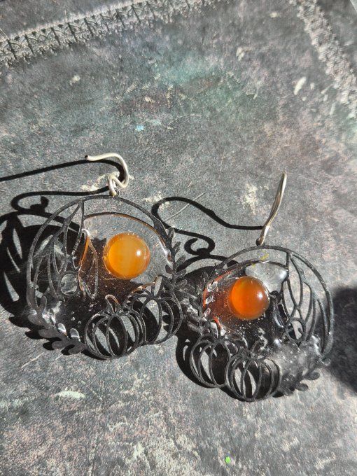  Boucles d'oreilles Cornaline - humilité et détente. 8 mm 