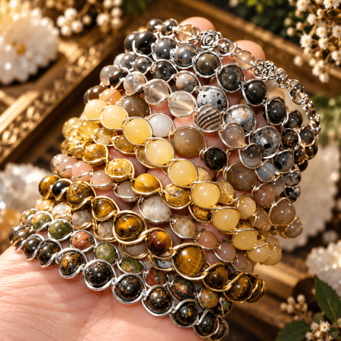 Collier ou Bracelet Pierre Jaune et brune