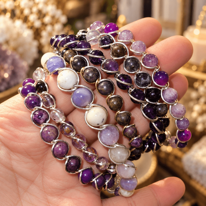 Collier ou Bracelet Perles pierre Violette