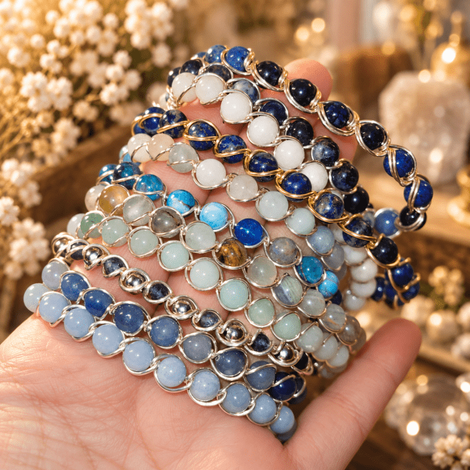  Bracelets Perle Bleu 