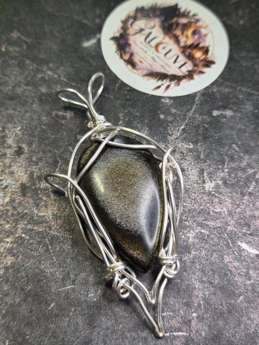  Mirrathiel – Pendentif Obsidienne Dorée | Galouve
