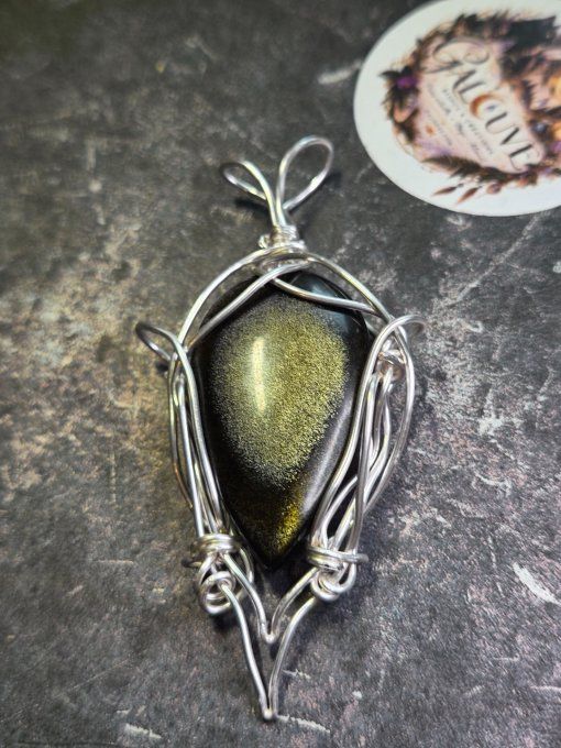  Mirrathiel – Pendentif Obsidienne Dorée | Galouve