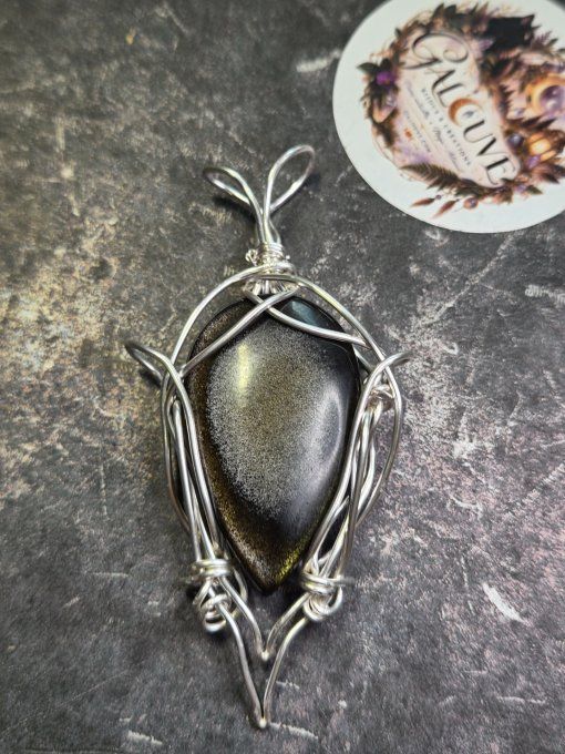  Mirrathiel – Pendentif Obsidienne Dorée | Galouve