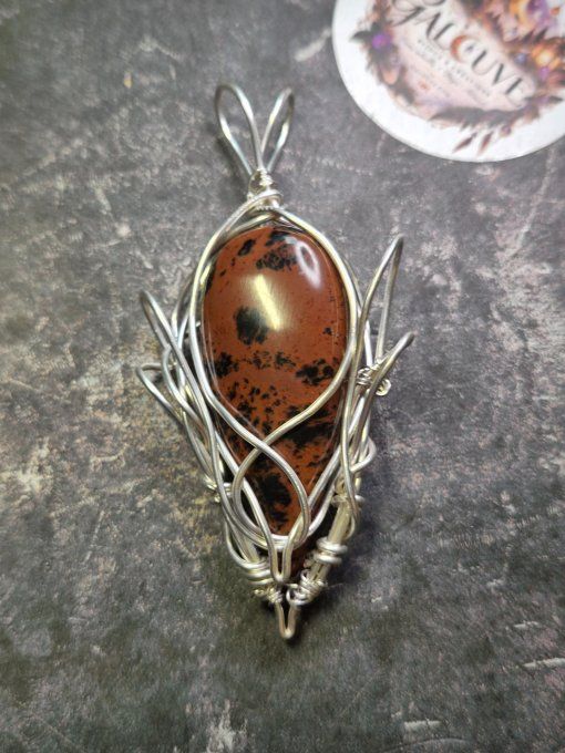  Amulette Obsidienne acajou – Protection, Sérénité & Équilibre 