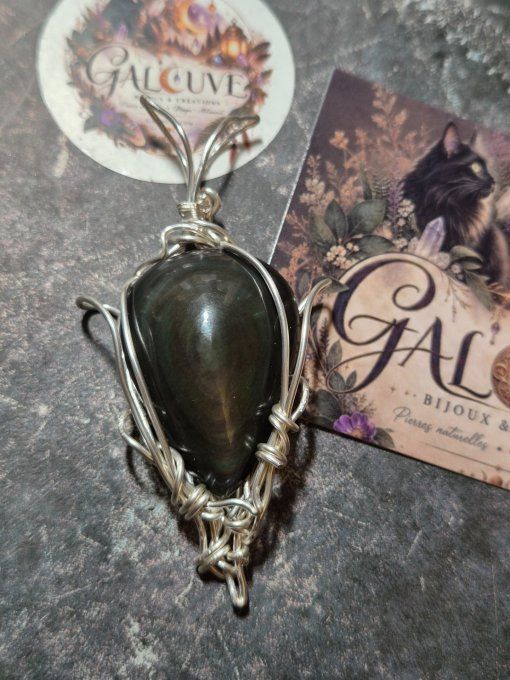 Tharawen – Pendentif Obsidienne Œil Céleste | Galouve