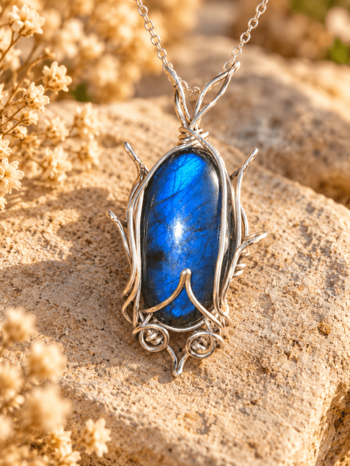 Pendentif argent Labradorite Bleue – Bijou De Protection Et D’Intuition - moyenne