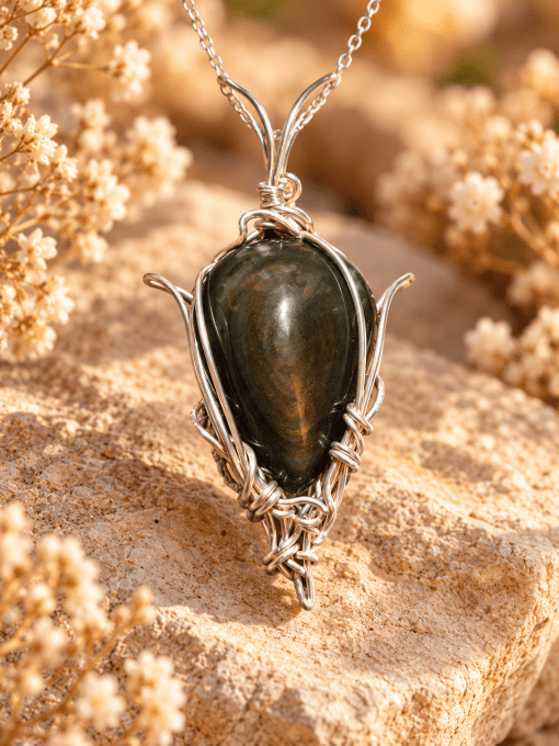 Tharawen – Pendentif Obsidienne Œil Céleste | Galouve
