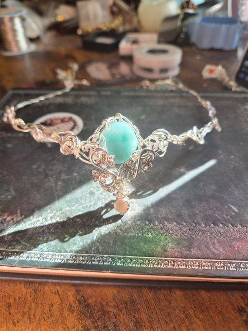 Diadème Elfique en Amazonite Naturelle – Élaria