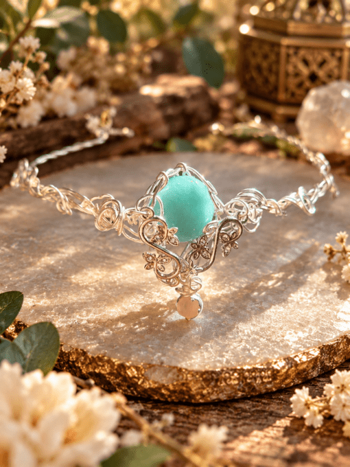 Diadème Elfique en Amazonite Naturelle – Élaria