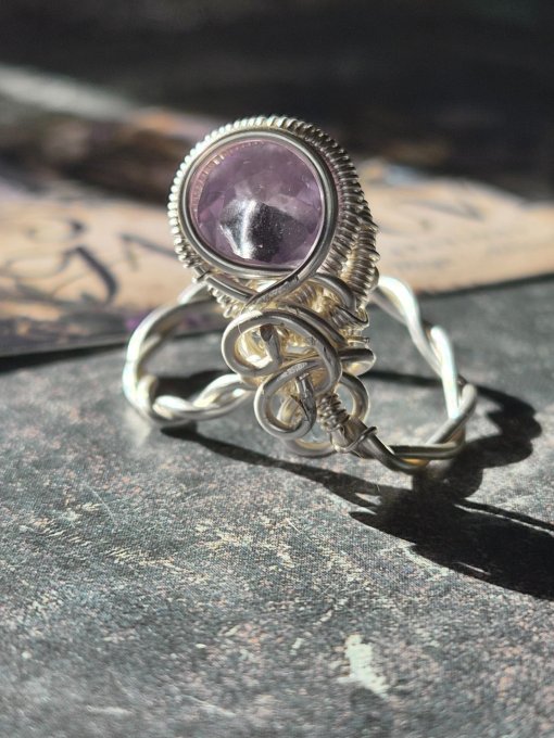 Bague amethyste taille diamant 8 mm-Galouve