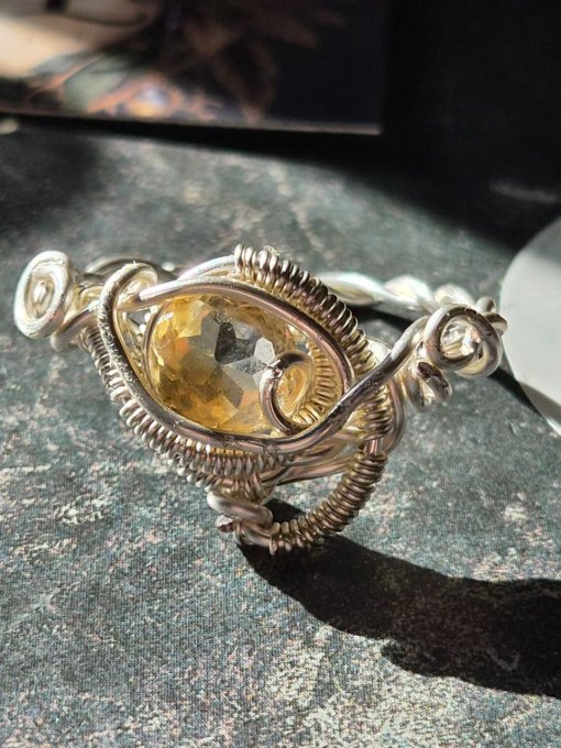 Bague Citrine Naturelle 8 mm Ajustable ou Sur Mesure | Galouve