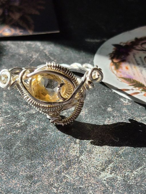 Bague Citrine Naturelle 8 mm Ajustable ou Sur Mesure | Galouve