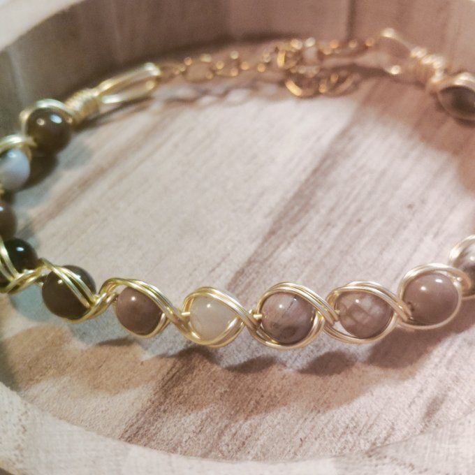 Bracelet bois fossile  - 6mm ✨-lien au passé ✨