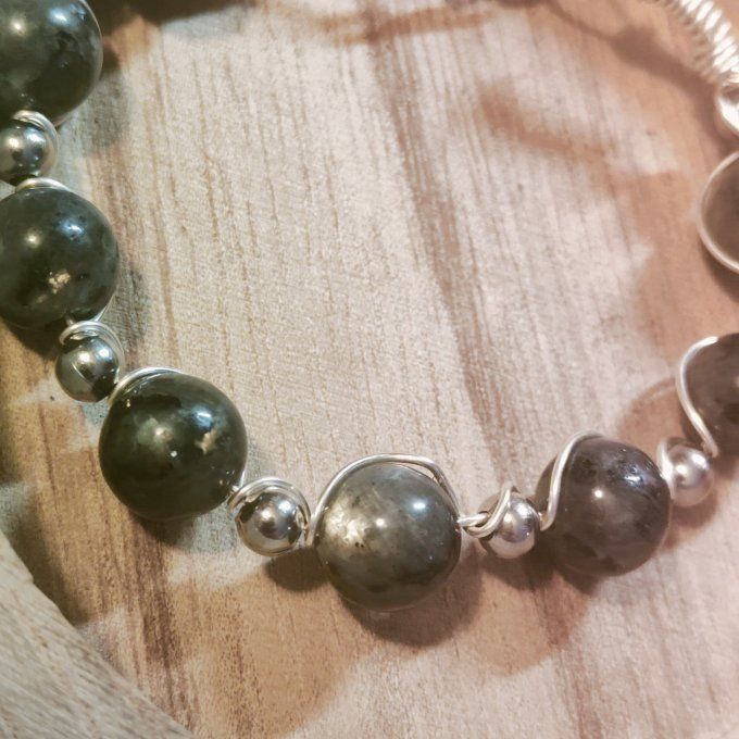 Bracelet Larvikite - 6 /10mm -la roche de labradorite 
