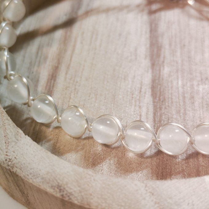 Sélénite  - bracelet 6 ou 8 mm ✨pierre de purification et d'Harmonie ✨