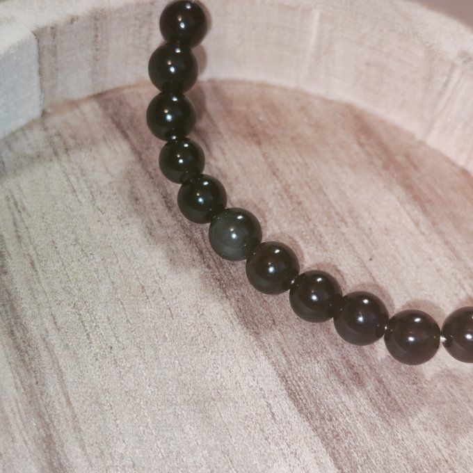 Obsidienne noire -argent 6/8 mm-✨le miroir de protection