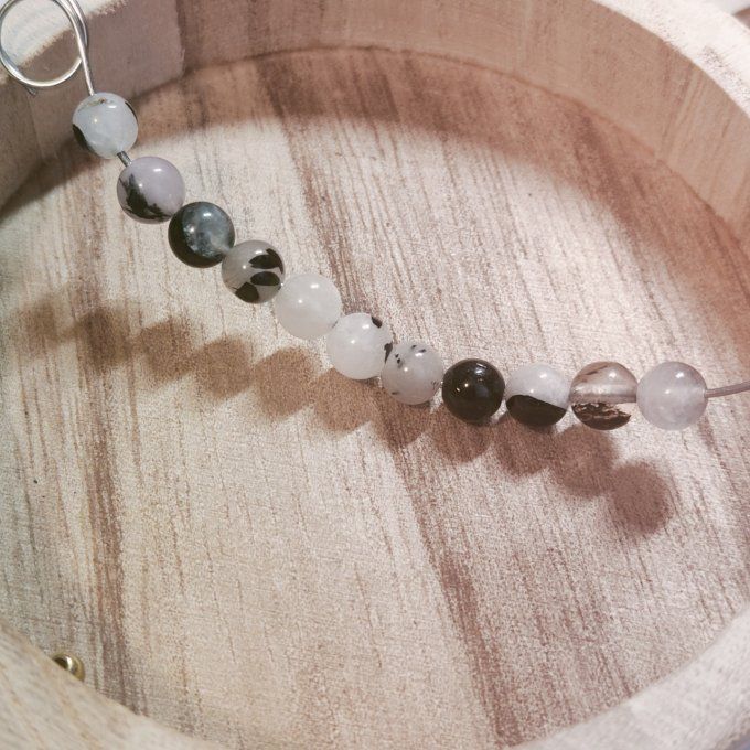 Bracelet quartz tourmaline -6mm-8mm