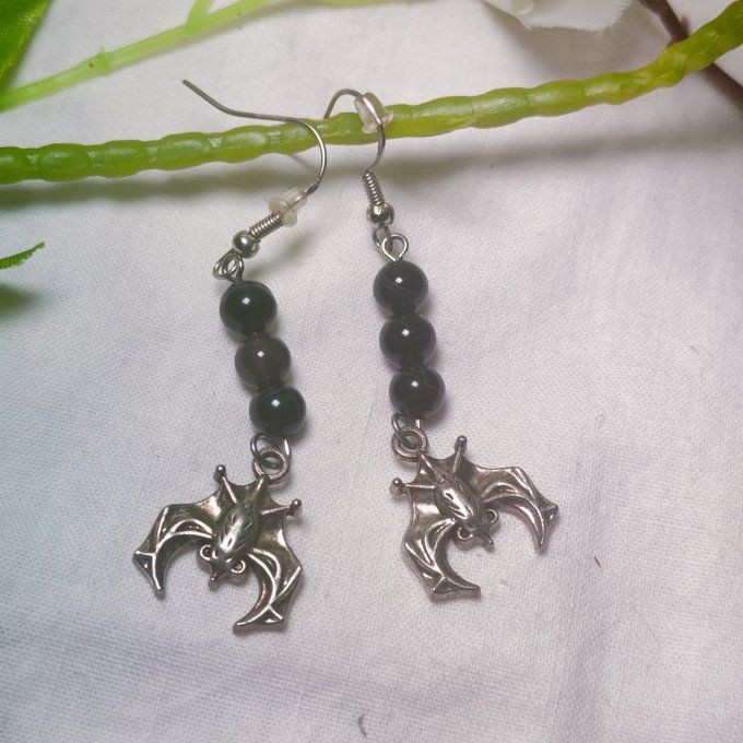 Bo Onyx noire chauve souris ✨promo