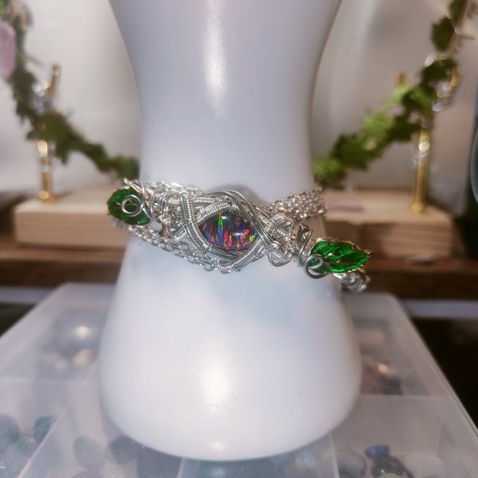 Collier Charms Triplet Opale sur shungite