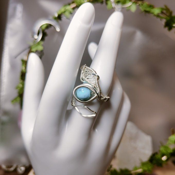 Bague ajustable Perle Hemimorphite 