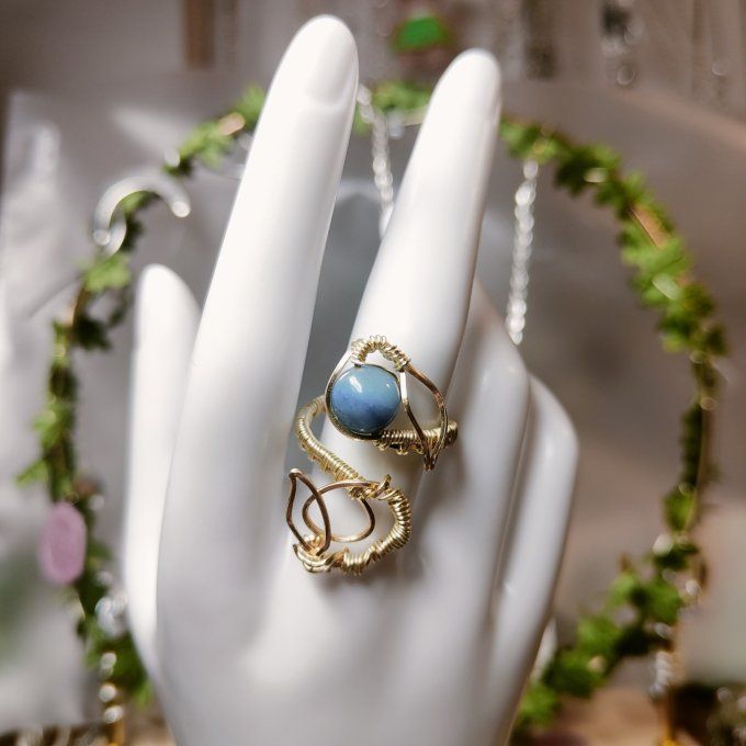 Bague aventurine bleu
