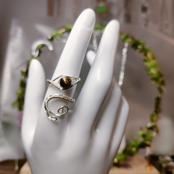 bague Oeil de tigre perle
