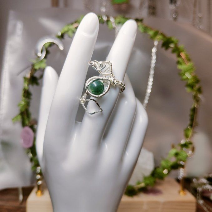 Bague perle Agate mousse 