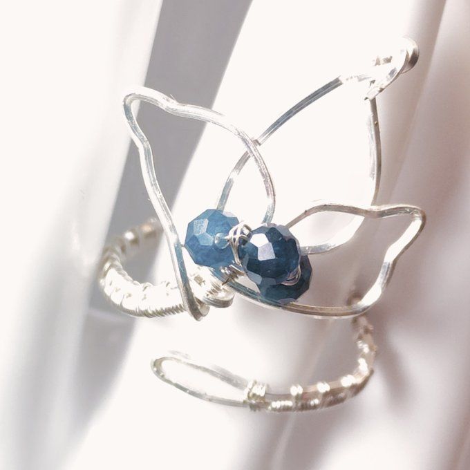 Bague saphir perle facetté 