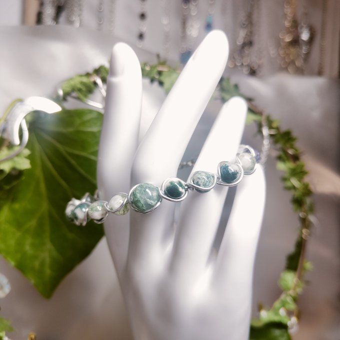agate mousse ✨Pierre de connexion & de renouveau ✨ bracelet 6/8 mm