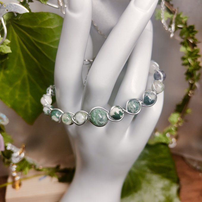 agate mousse ✨Pierre de connexion & de renouveau ✨ bracelet 6/8 mm
