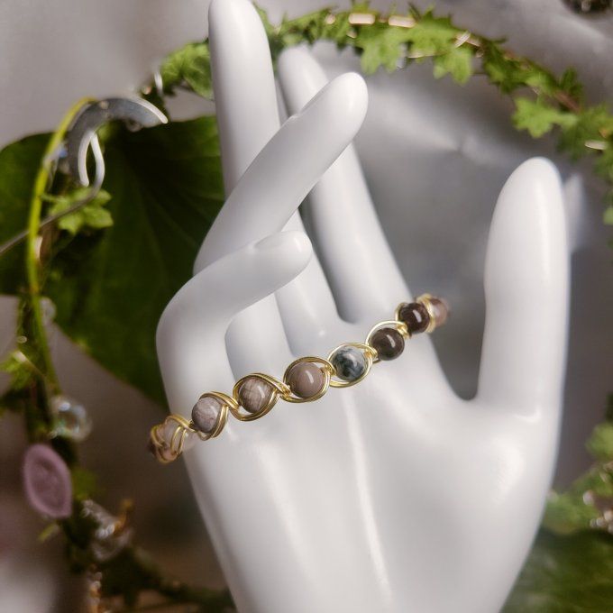Bracelet bois fossile  - 6mm ✨-lien au passé ✨