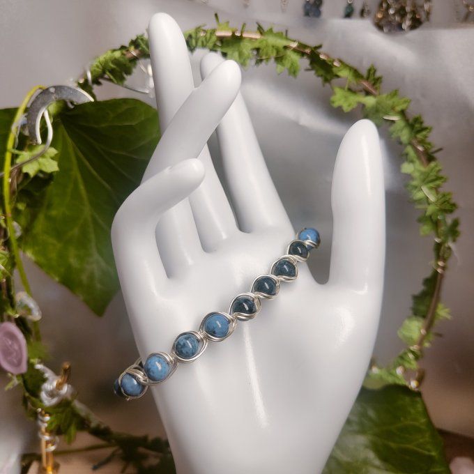 Bracelet Dumortierite -Quartz bleu - 6mm -pierre de l'esprit torturé